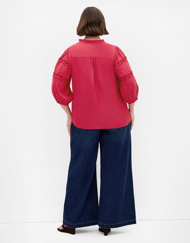 City Chic - Plus size Drama Queen Elbow Sleeve Shirt - raspberry