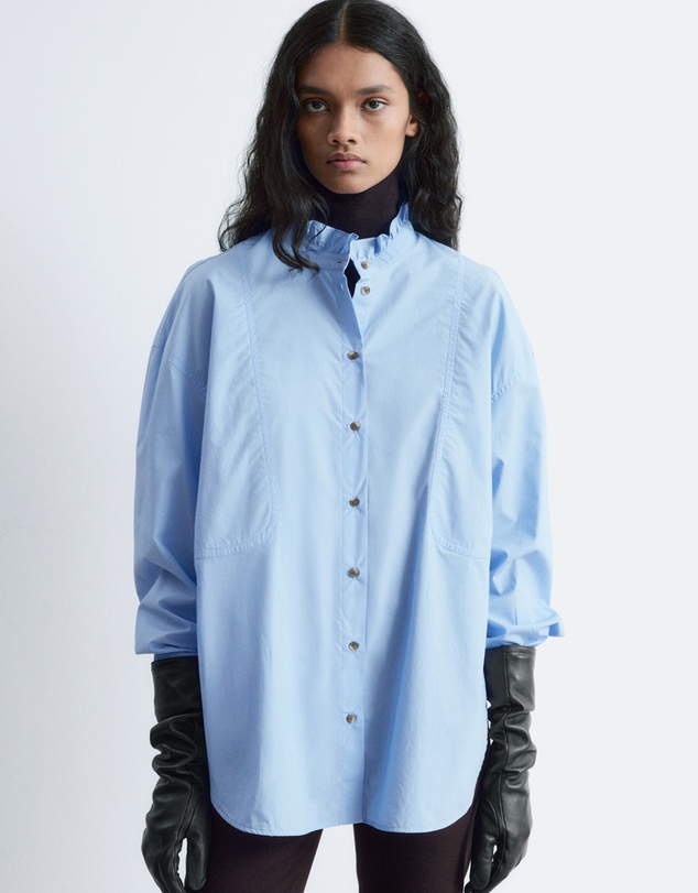 & Other Stories - Long Stand-Collar Cotton Shirt