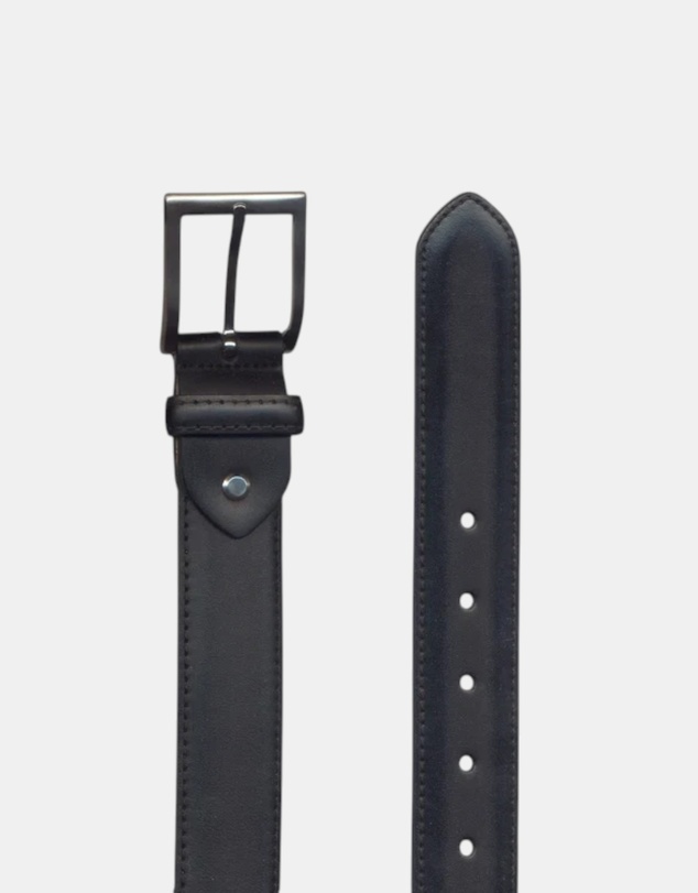 Henry Bucks - HENRY SARTORIAL x LEYVA Calf Leather Belt BLACK