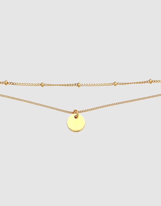 Elli Jewelry - Necklace Choker Layer Platelet in 925 sterling silver gold plated