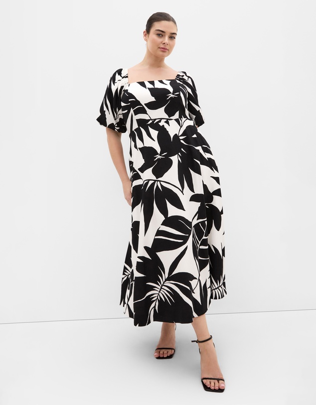 City Chic - Plus Size Collins Oasis Print Belted Maxi Dress - black