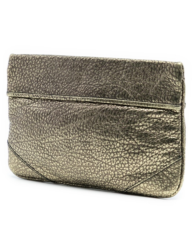 Pre-Loved by Azura Reborn - Pre-Loved Metallic Grained Leather Wristlet Clutch