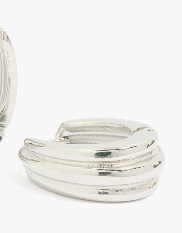 Lovisa - Waterproof Stainless Steel Hinge Hoop Indented Earrings