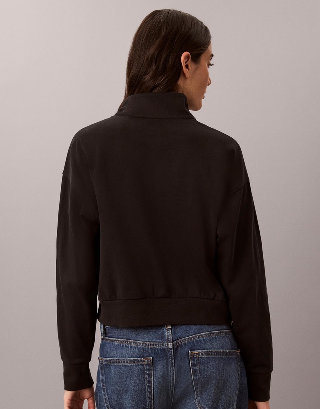 Calvin Klein - Logo Cotton Jersey Heavy Jersey 1/4 Zip Top