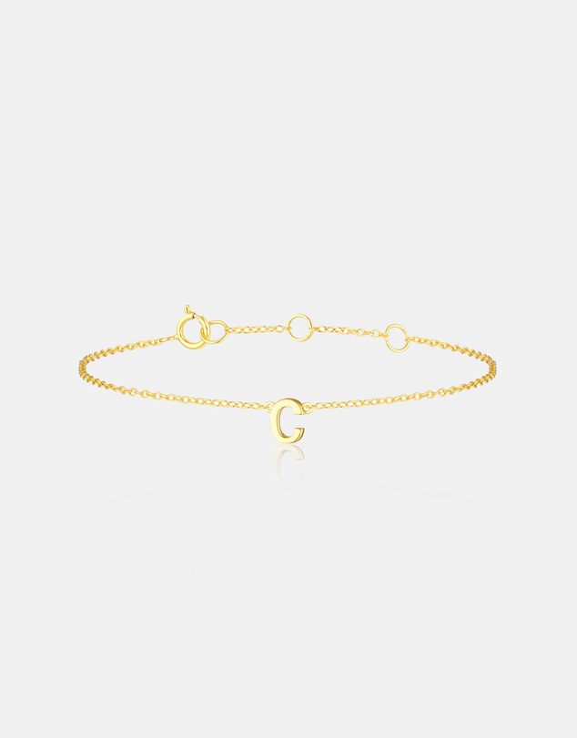The Silver Collective - Children's A-Z Letter Bracelet - C