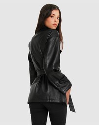 Belle & Bloom - BFF Belted Leather Jacket