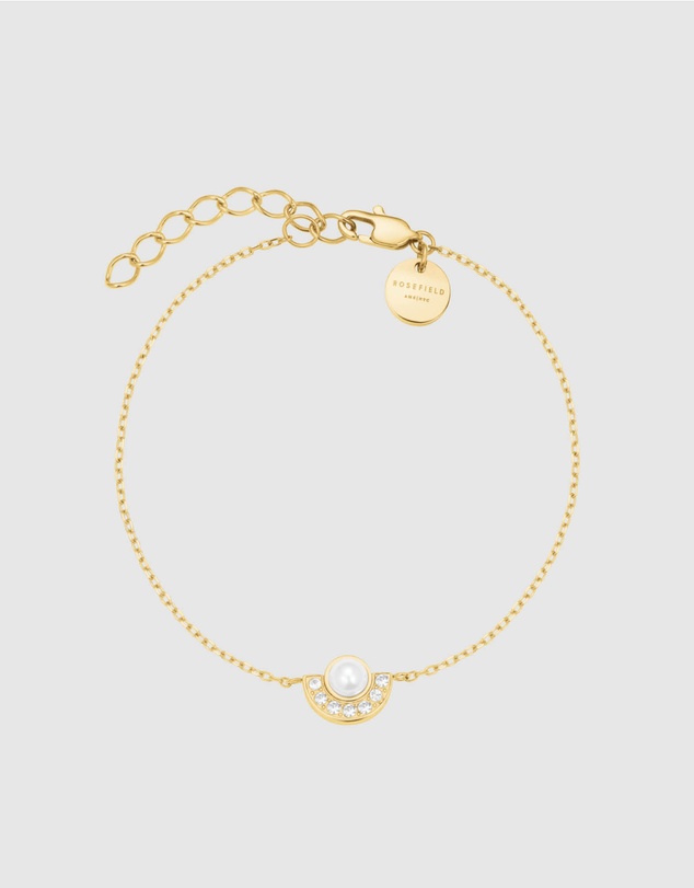 Rosefield - Modern Pearl Circle Gold-Tone Bracelet