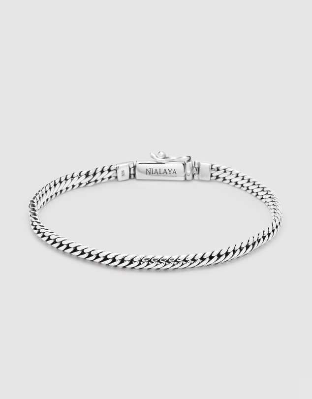 Nialaya Jewellery - Men's Sterling Silver 4mm Chain Bracelet