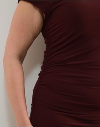 Atmos&Here Curvy - Ruby Mesh Midi Dress With Cap Sleeves