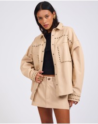 ONE TEASPOON - Daria Studded Leather Shacket - Tan
