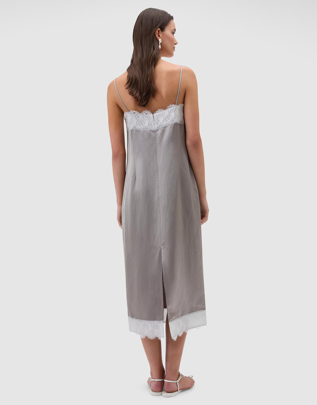 Oroton - Double Satin Lace Trim Slip Dress