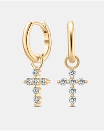 Mestige - Faith Cross Hoops - 18K Gold Plated