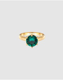 Elli Jewelry - Ring Solitaire Elegant with Crystal Green in 925 Sterling Silver Gold Plated