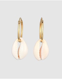 Elli Jewelry - Earrings Creoles Trend with Kauri Shell in 925 sterling silver gold plated