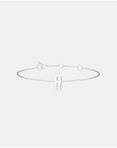 The Silver Collective - Children's A-Z Letter Bracelet - H