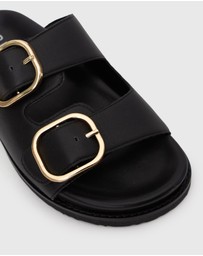 Betts - Wider Fit Hush Leather Buckle Slides
