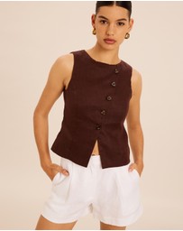 AERE - Linen Asymmetric Crew Neck Vest