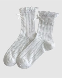 High Heel Jungle - The Coquette Sheer Ribbon Socks - 2 Pairs