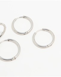 Lovisa - Waterproof Stainless Steel Thin Hoop Earrings 3-Pack