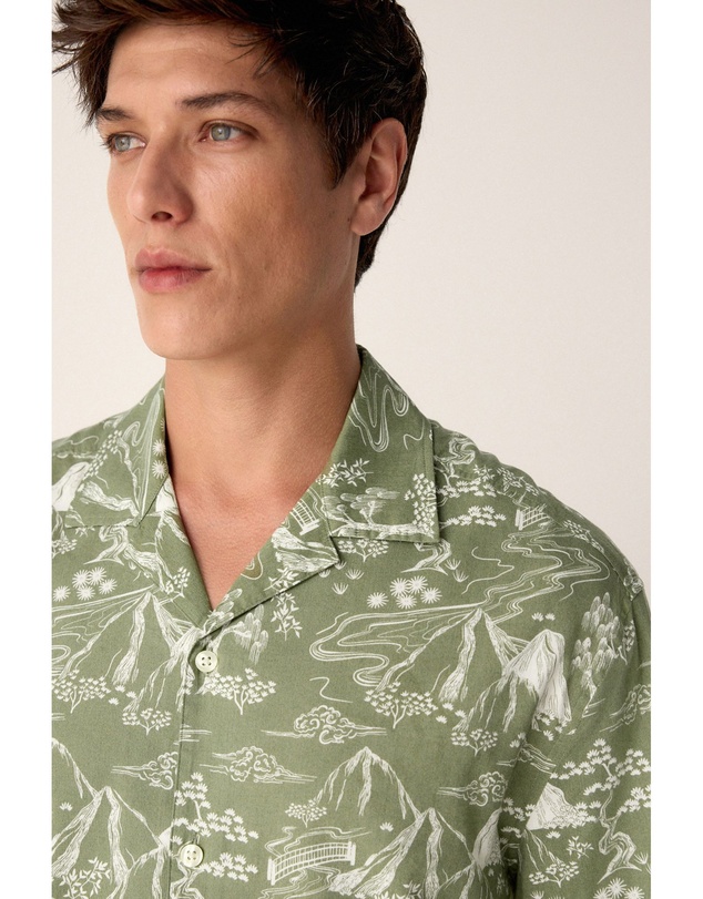 NEXT - Western Style Printed Short Sleeve Shirt With Cuban Collar