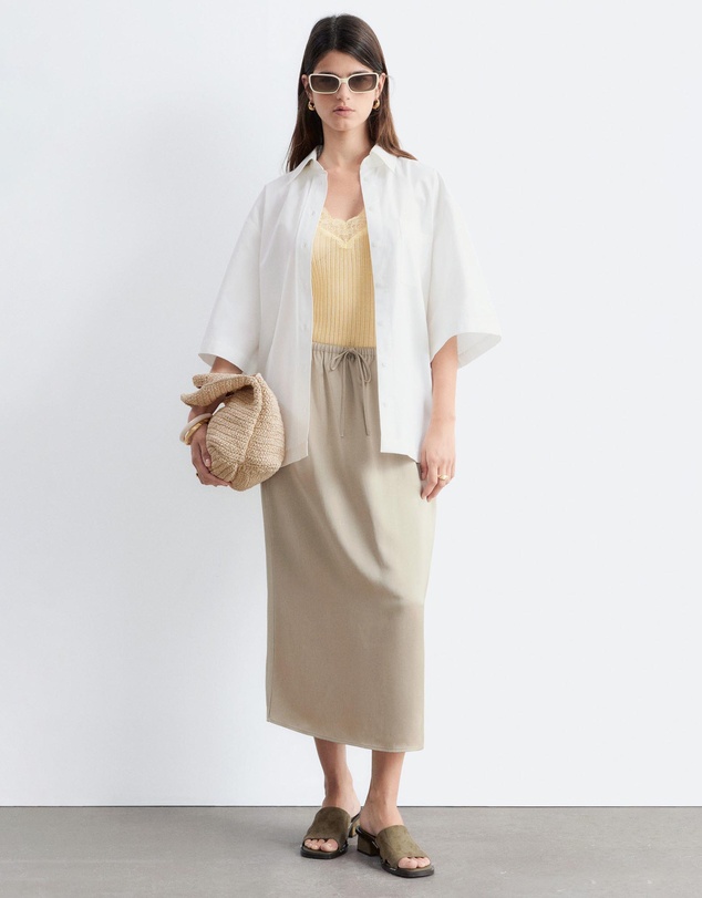 & Other Stories - Drawstring Satin Midi Skirt