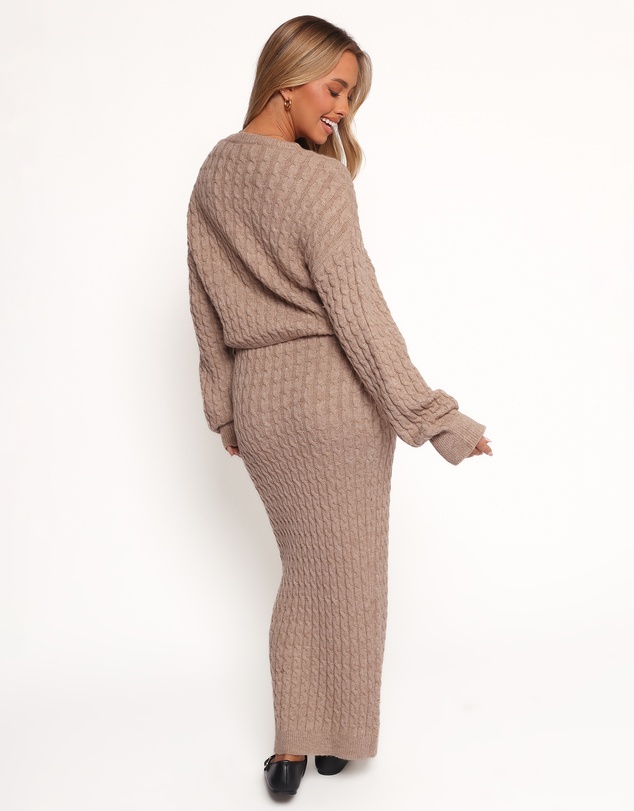 Petal & Pup - Reid Cable Knit Skirt Set - Taupe