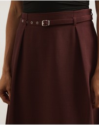 Atmos&Here - Rae Belted Flare Midi Skirt