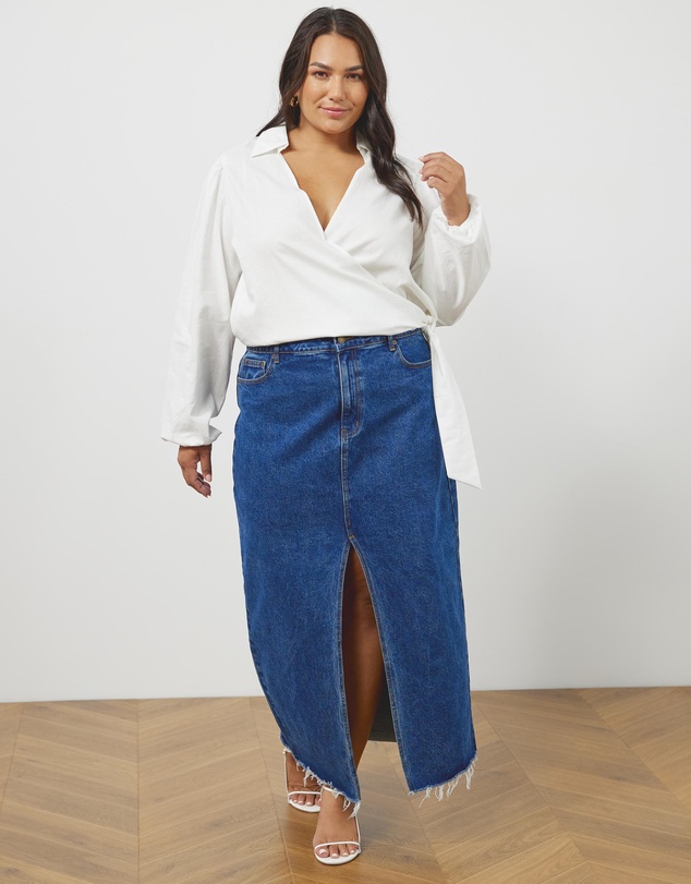 Atmos&Here Curvy - Tessa Linen Blend Shirt