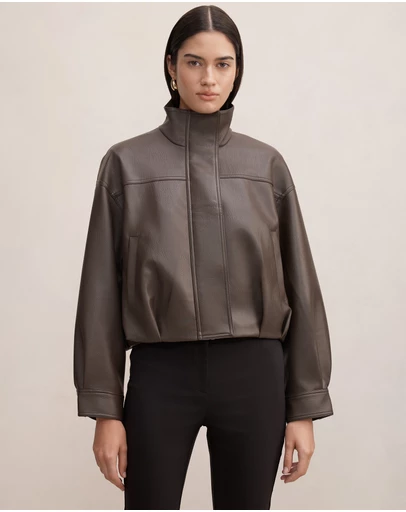 Forever New - Shay Faux Leather Funnel Neck Bomber Jacket