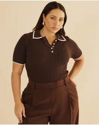 Atmos&Here Curvy - Olaria Contrast Knit Top