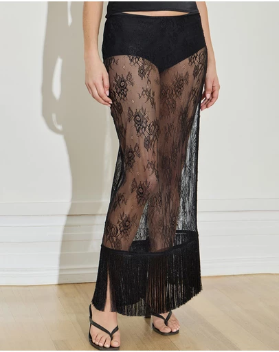 Maison Essentiele - Lace Fringe Skirt