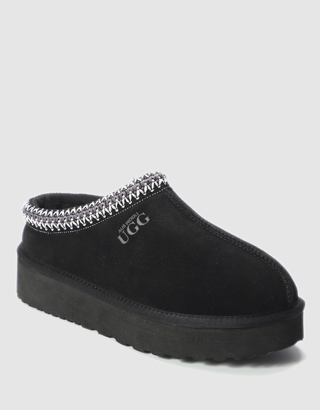 AusWooli Ugg Boots - Mentone Sheepskin Wool Ankle Braid Platform Slippers