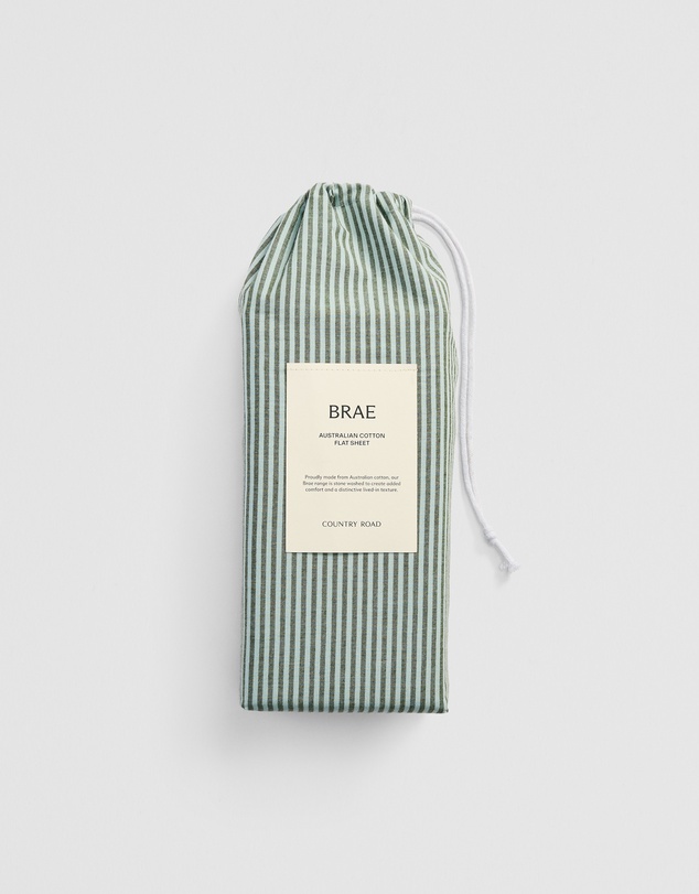 Country Road - Brae Australian Cotton Stripe Queen Flat Sheet