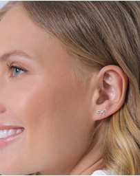 Elli Jewelry - Earrings Stud Bow Trend with Zirconia Crystals in 925 Sterling Silver