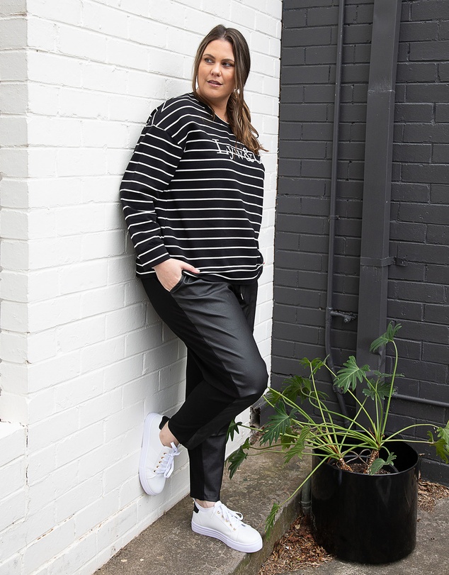 Love Your Wardrobe - LYW & Co Stripe Embroidered Sweat Top