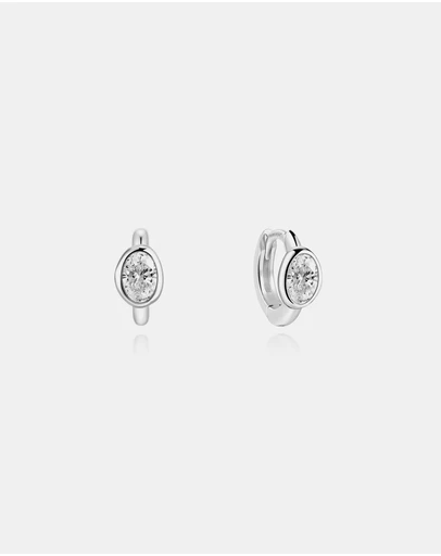 Ania Haie - Silver Bezel Organic Pebble Huggie Hoop Earrings