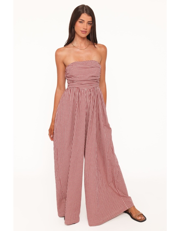 Petal & Pup - Paige Strapless Jumpsuit - Red Gingham