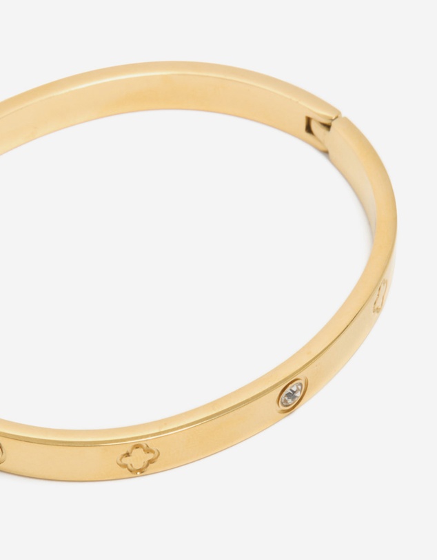 Lovisa - Waterproof Gold Plated Stainless Steel Cubic Zirconia Flower Bangle