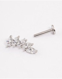 Lovisa - Surgical Steel Cubic Zirconia Leaf Single Threadless Flat Back Stud