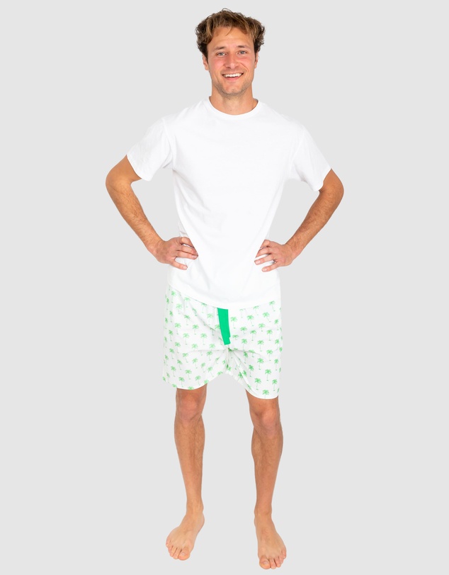 Sant And Abel - Men's Green Palm Tree Sleep Shorts