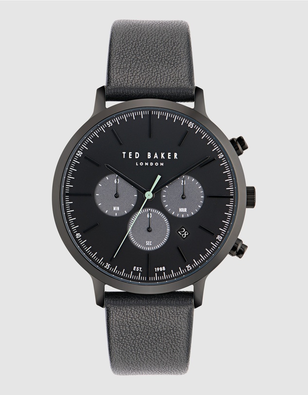 Ted Baker - Haarvin Chronograph 44mm Black Dial and Leather Strap