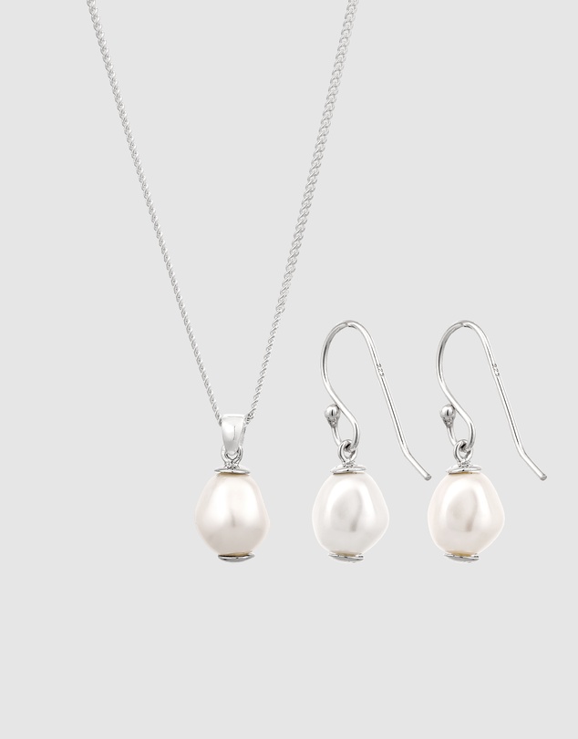 Elli Jewelry - Jewelry Set Women Elegant Synthetic Pearl 925 Sterling Silver