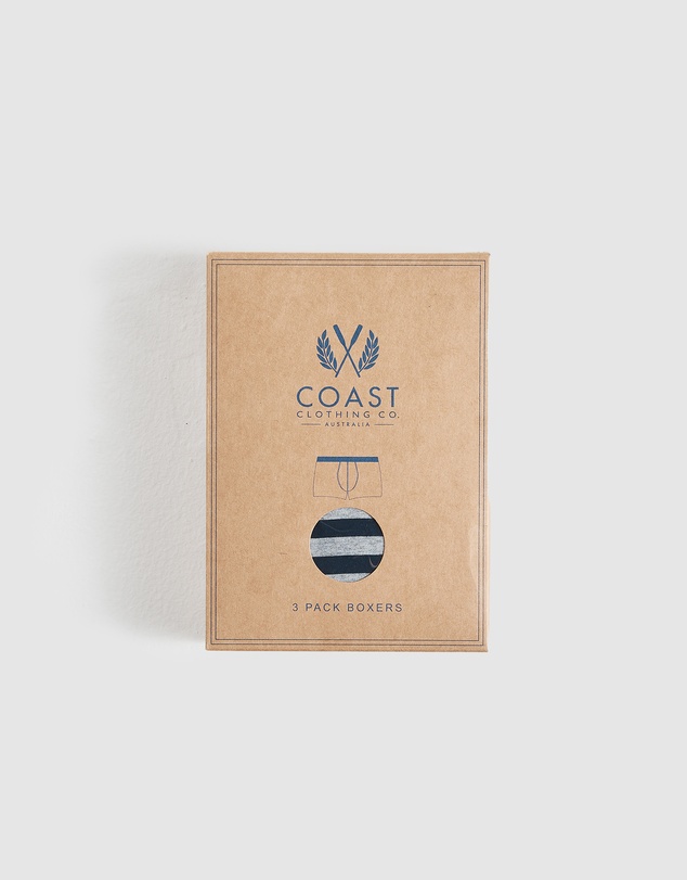 Coast Clothing - 3 Pack Stripe Boxer Briefs