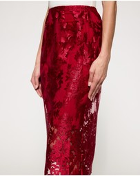 Lindsay Nicholas New York - Crimson Rose Lace Skirt with Crimson Underskirt