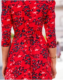 Sosandar - Animal Print Ruffle Hem Fit & Flare Midi Dress