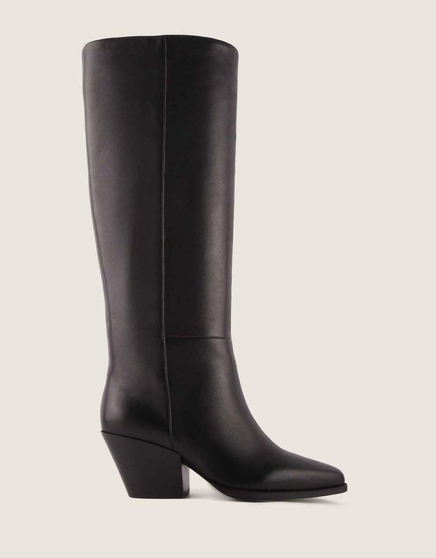 Shelly Shen - Flavia Heel Long Boots Black Leather