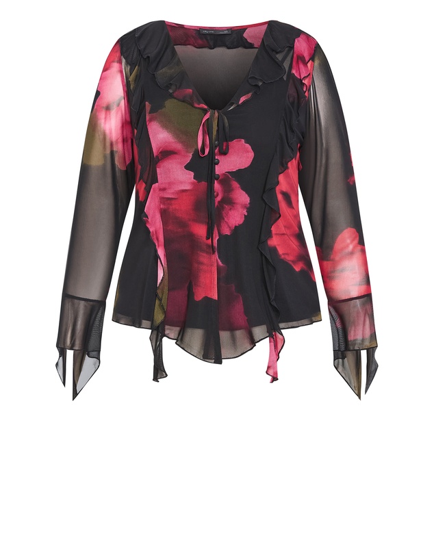 City Chic - Vivid Mesh Print Top