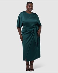 Pink Dusk by Curve Project - Act Up Satin Midi Dress