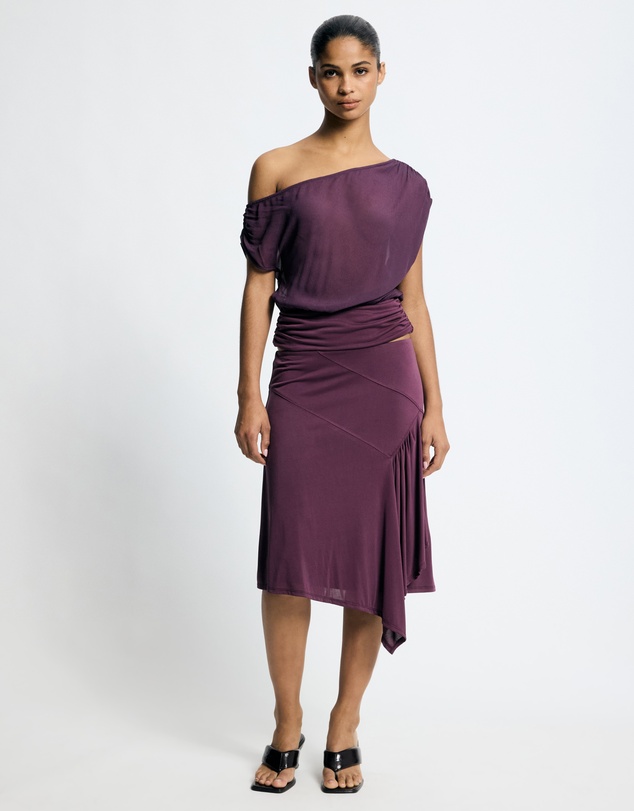 Lover - Mira Jersey And Georgette Asymmetric Top