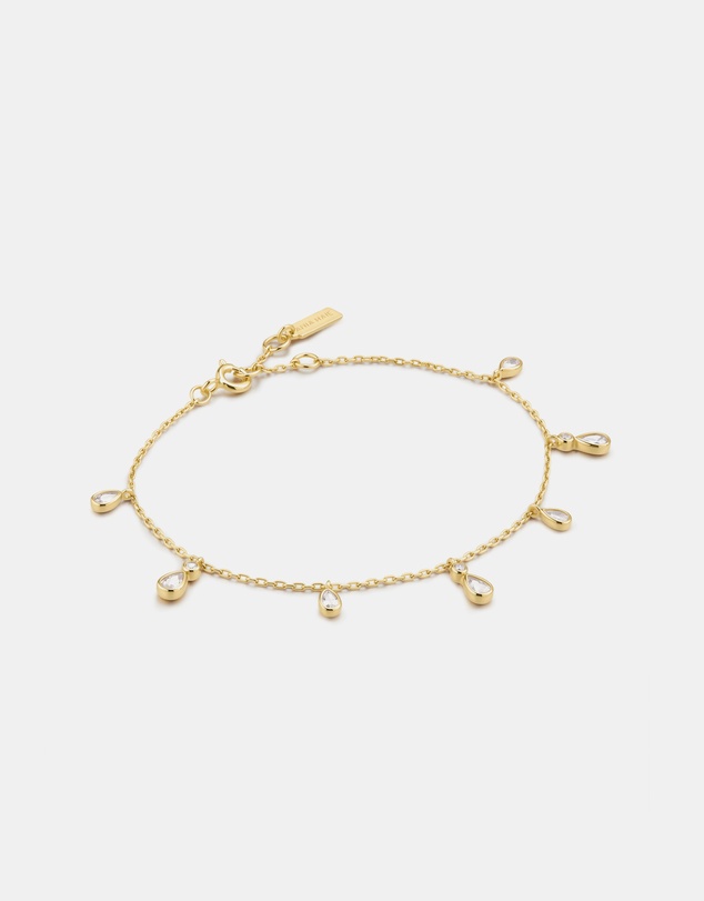 Ania Haie - Gold Bezel-Set Teardrop Dangle Station Bracelet